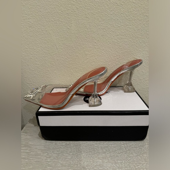 Clear PVC Crystal Pointed Heel, Brooch, Size 37 (7/7.5), Great Condition - Picture 3 of 8